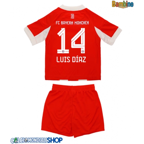 Maglie da calcio Bayern Munich Luis Diaz #14 Prima Maglia Bambino 2025-26 Manica Corta + Pantaloni corti)
